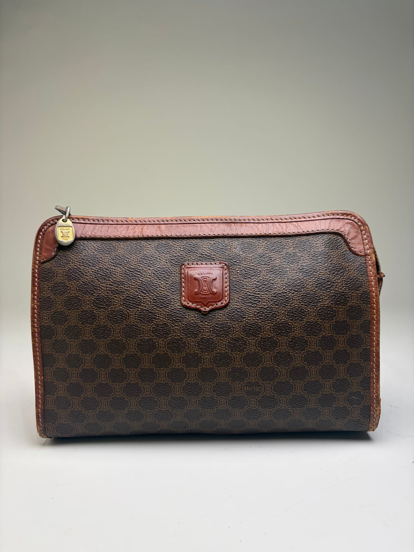 Vintage Celine Monogram Canvas Bifold Wallet Brown Beige