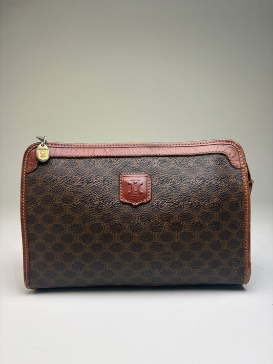 Vintage Celine Monogram Canvas Bifold Wallet Brown Beige