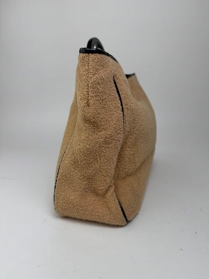 Sac cabas vintage Balenciaga en tissu éponge beige noir