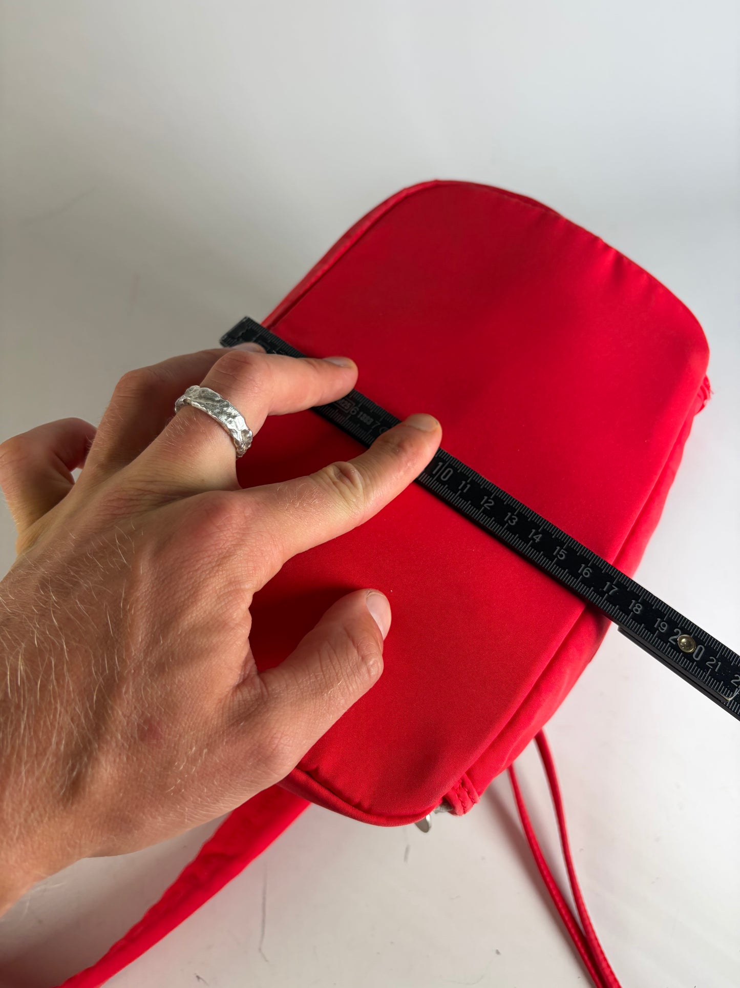 Vintage Courreges Nylon Backpack Red Silver-Tone