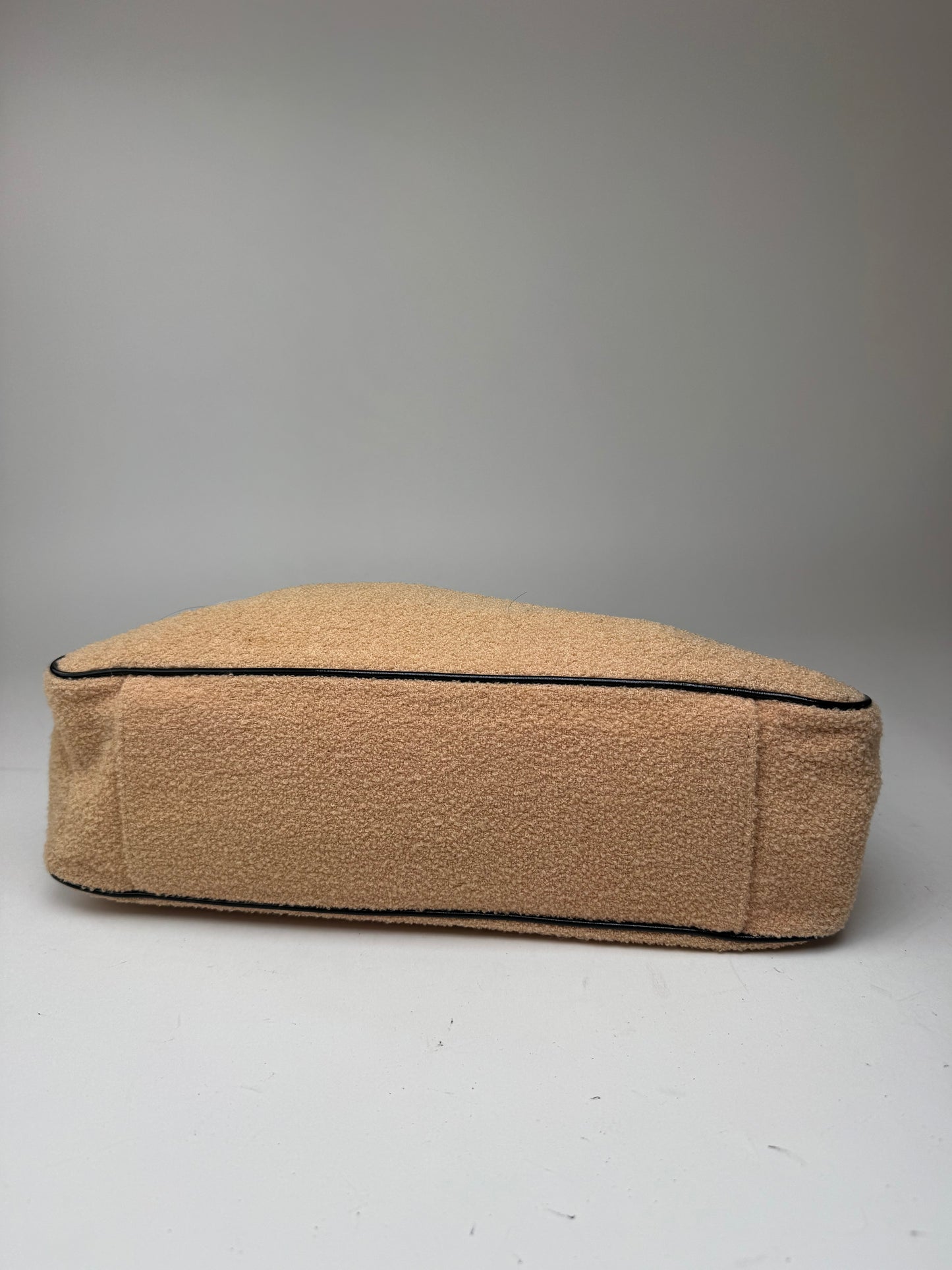 Sac cabas vintage Balenciaga en tissu éponge beige noir