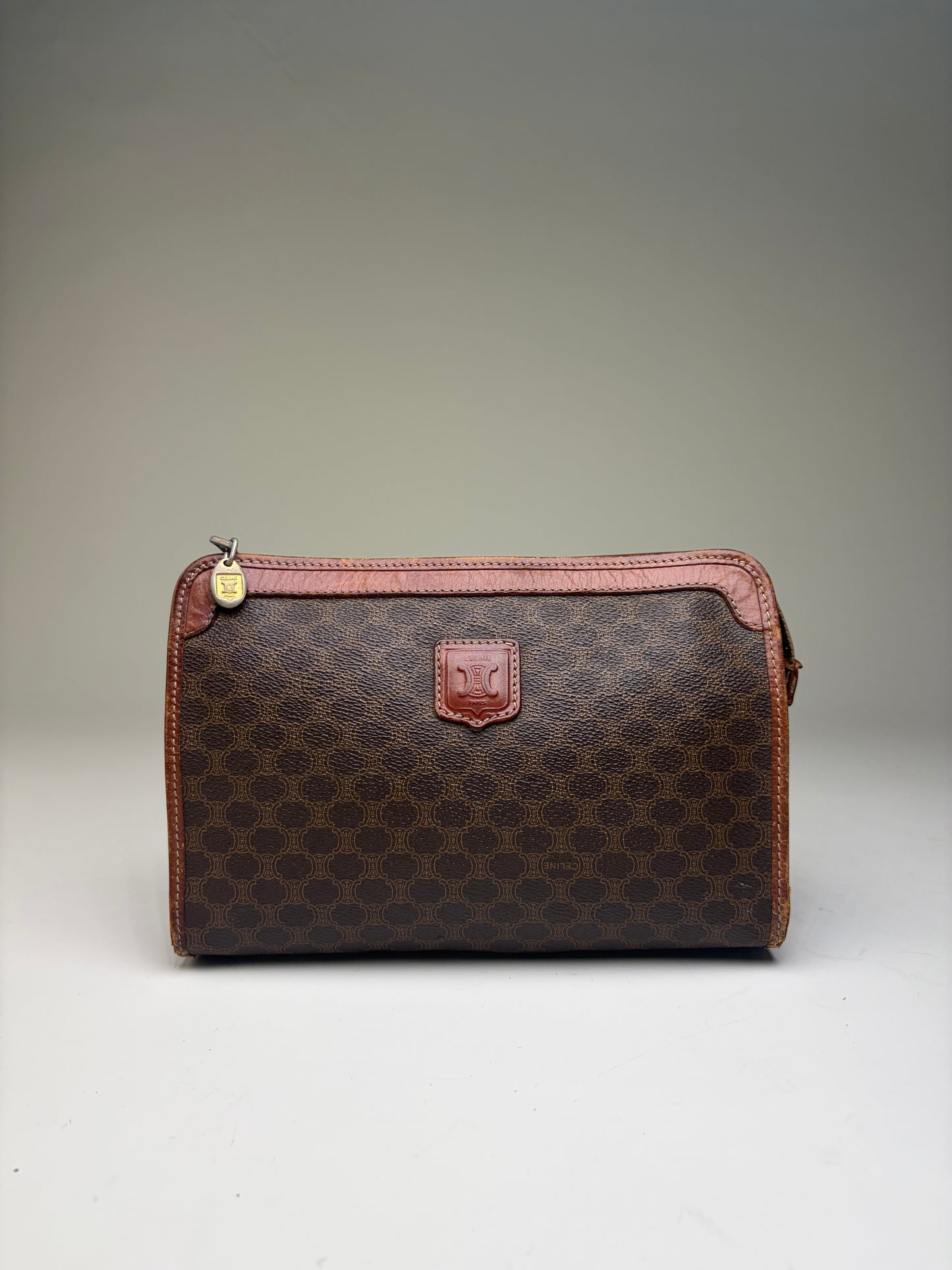 Vintage Celine Monogram Canvas Bifold Wallet Brown Beige