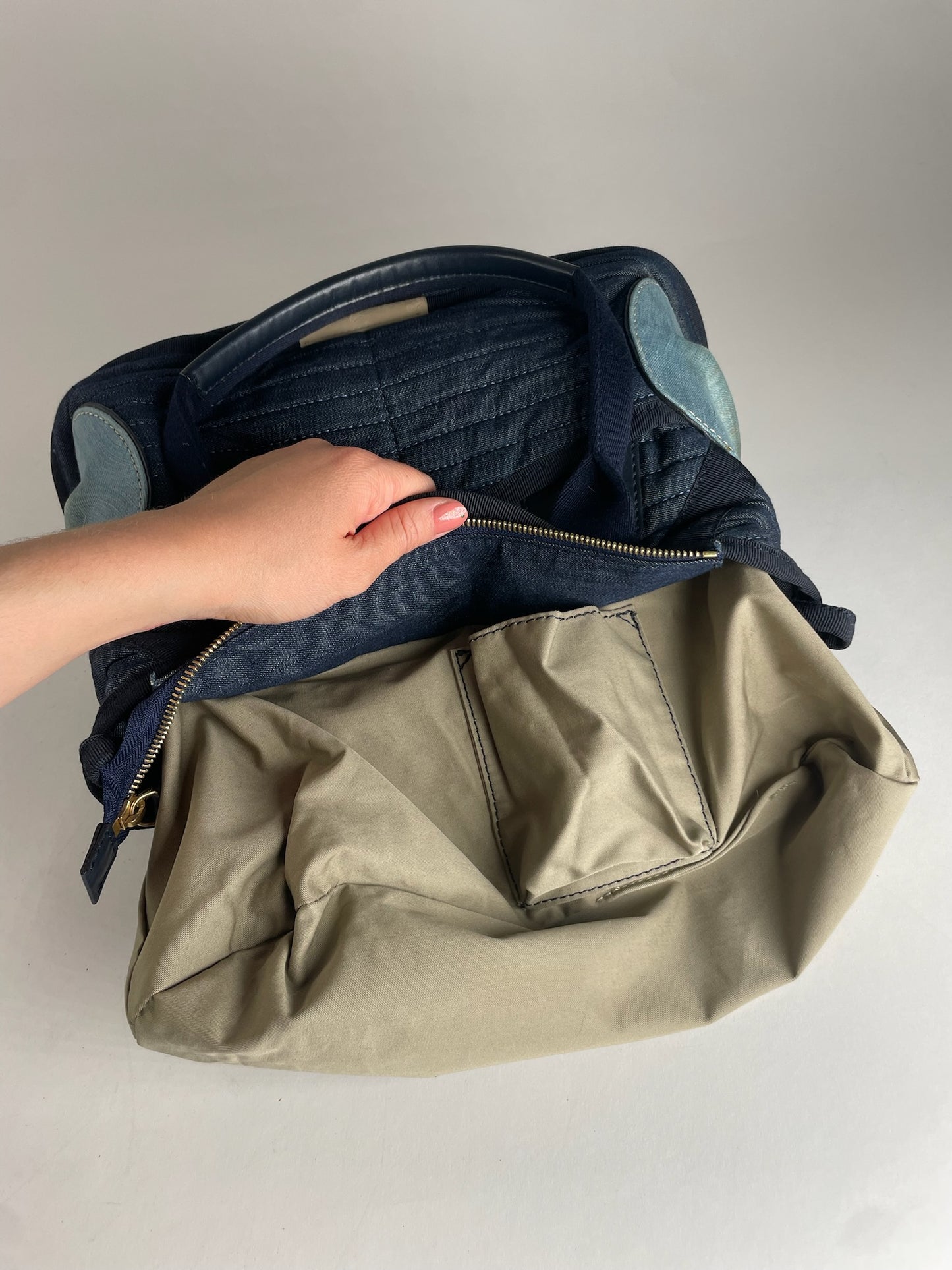 Vintage Stella Mc Cartney Denim Vegan Leather Handbag Navy Blue
