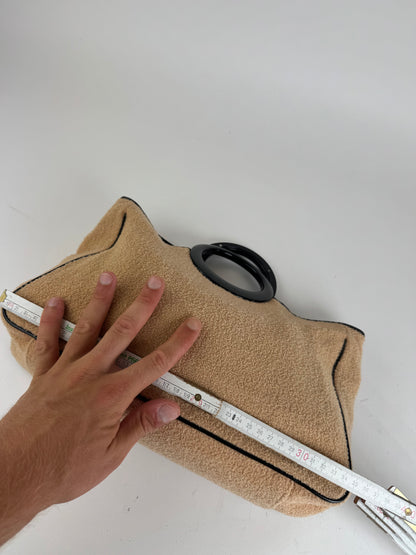 Sac cabas vintage Balenciaga en tissu éponge beige noir