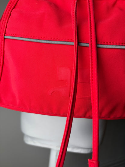 Vintage Courreges Nylon Backpack Red Silver-Tone