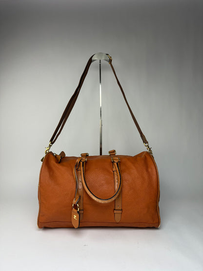 Vintage Courreges Pebbled Leather Duffle Bag Rust Tan