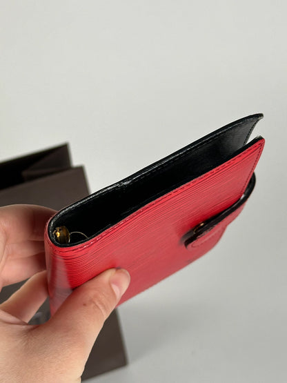 Porte-cartes vintage Louis Vuitton en cuir EPI rouge