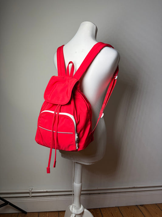 Vintage Courreges Nylon Backpack Red Silver-Tone