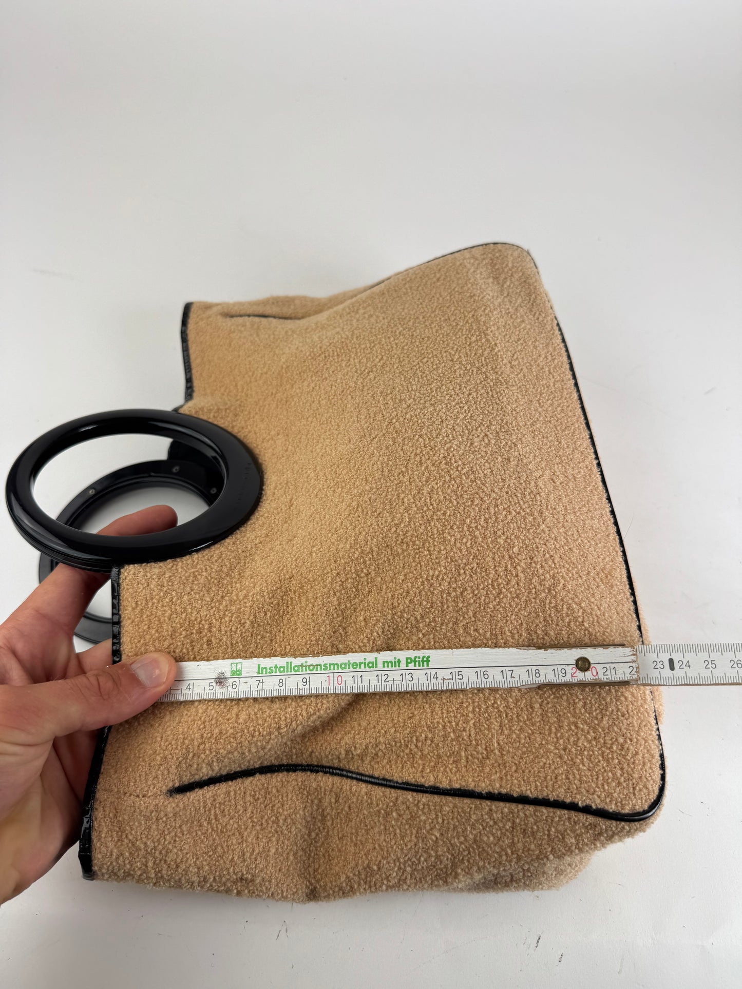 Sac cabas vintage Balenciaga en tissu éponge beige noir