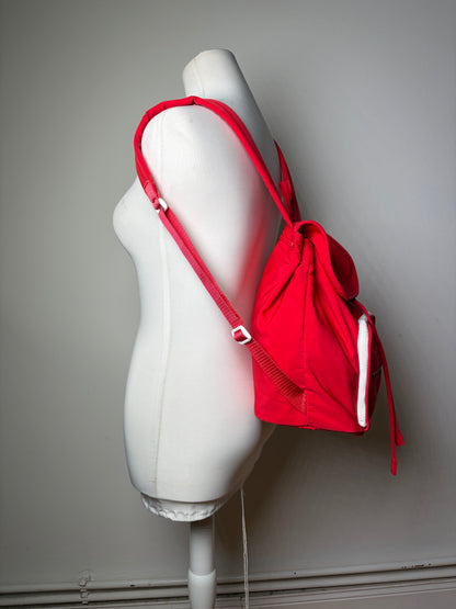 Vintage Courreges Nylon Backpack Red Silver-Tone