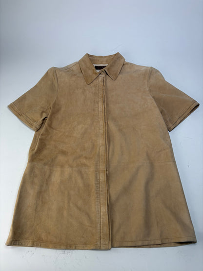 Vintage Loewe Suede Short Sleeve Shirt Beige S