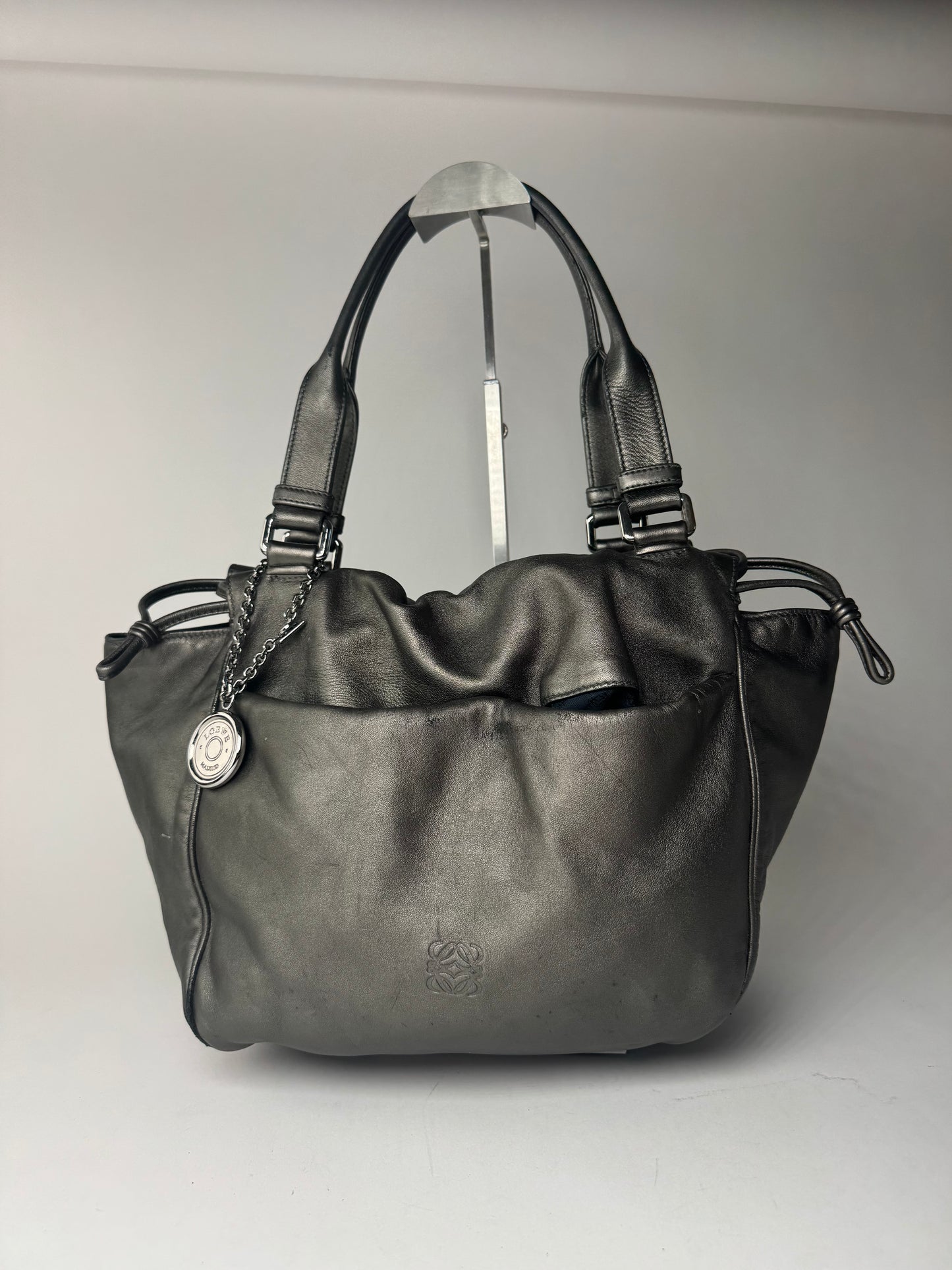 Vintage Loewe Madrid Leather bag silver