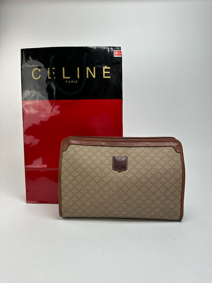 Pochette vintage en cuir noir Céline Paris