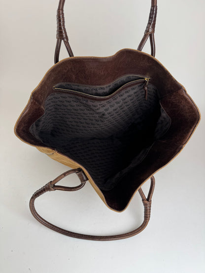 Sac fourre-tout vintage en daim Bottega Veneta marron