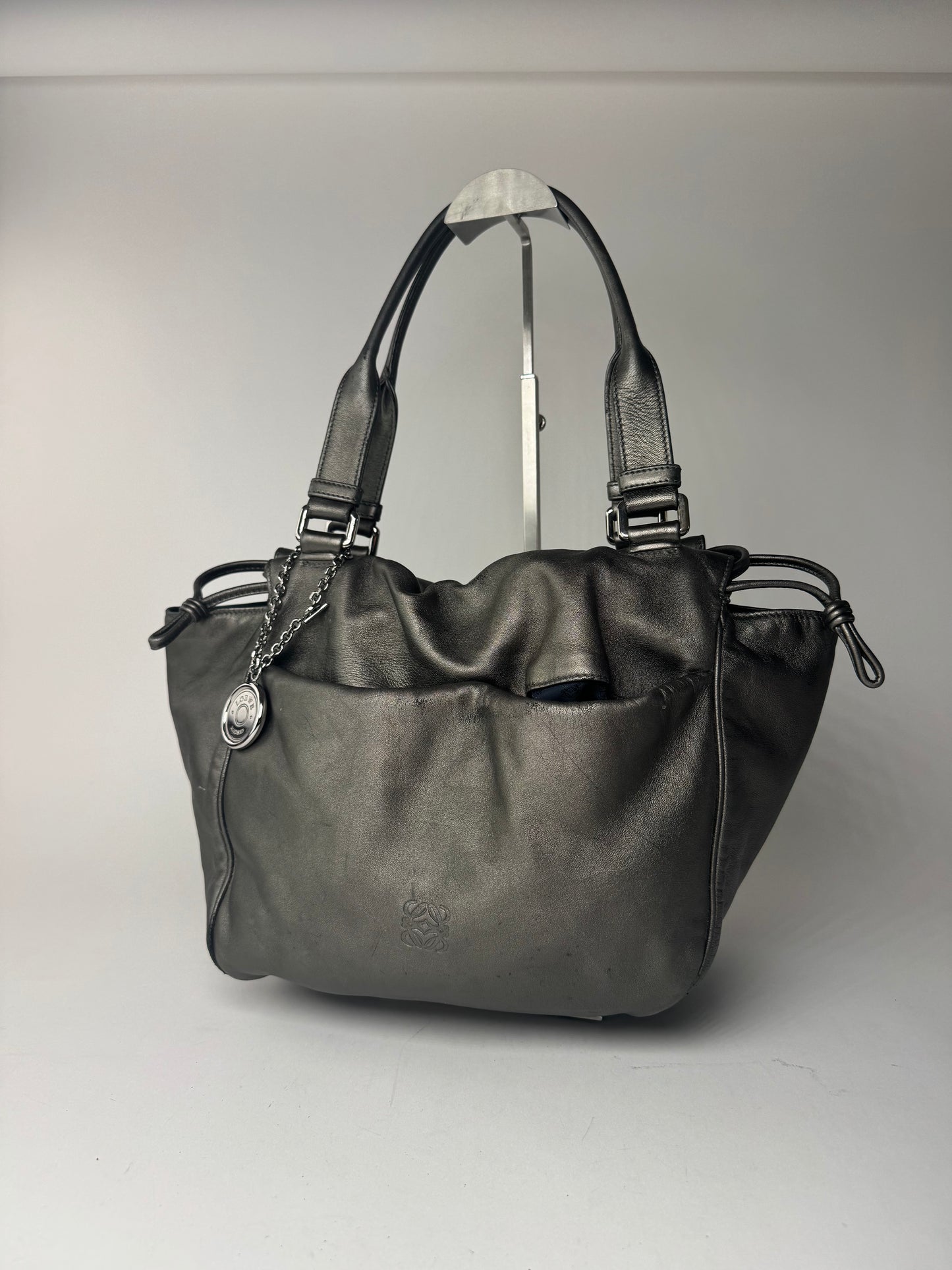 Vintage Loewe Madrid Leather bag silver