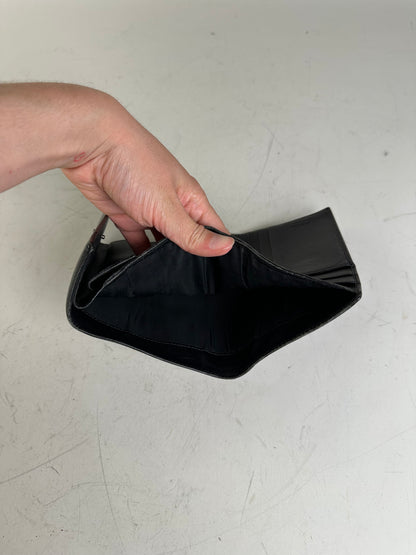 Vintage Prada Saffiano Leather Wallet Black Silver