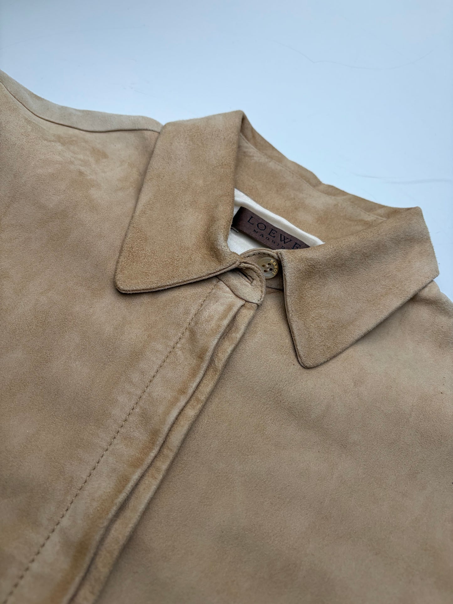 Vintage Loewe Suede Short Sleeve Shirt Beige S