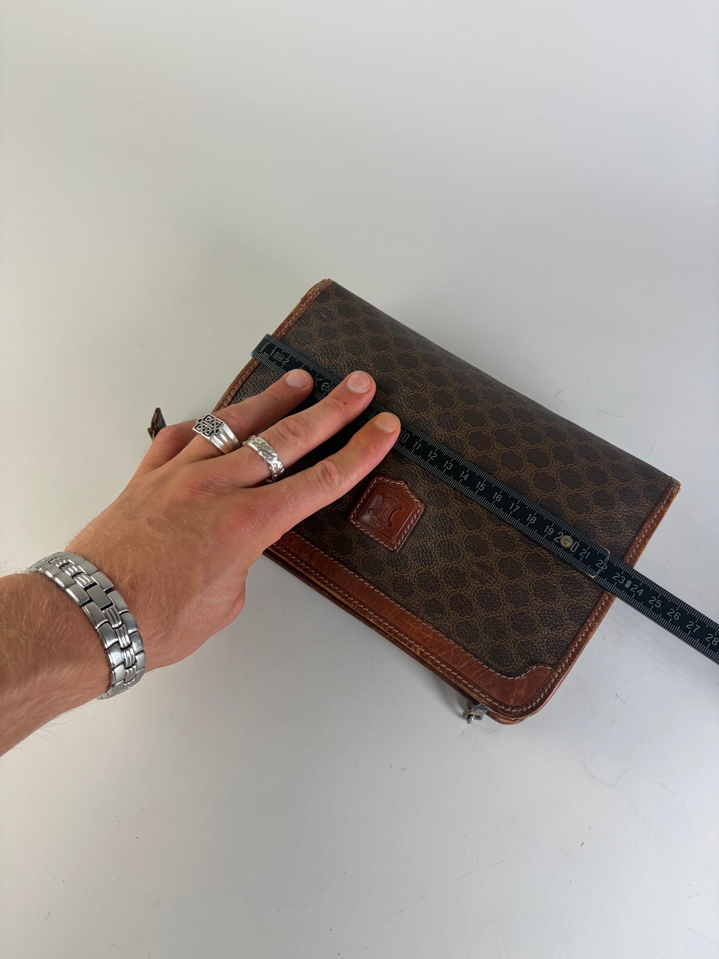 Vintage Celine Monogram Canvas Bifold Wallet Brown Beige