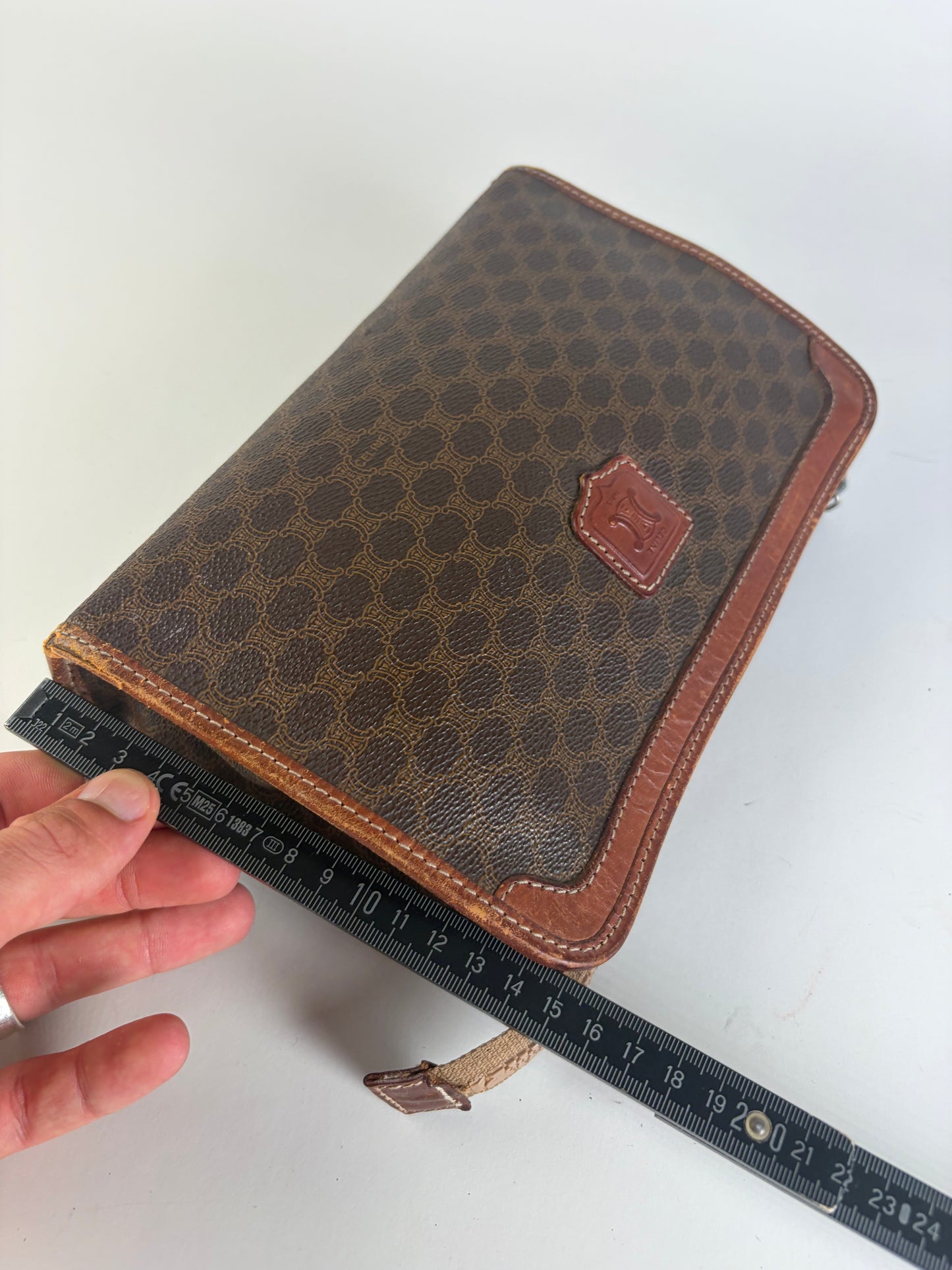 Vintage Celine Monogram Canvas Bifold Wallet Brown Beige