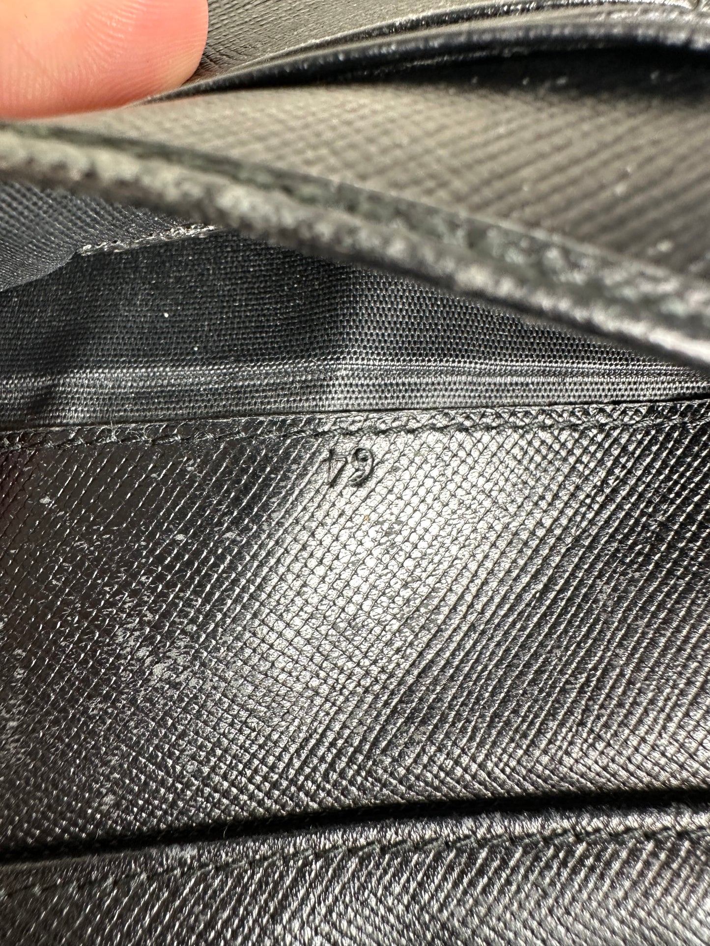 Vintage Prada Saffiano Leather Wallet Black Silver