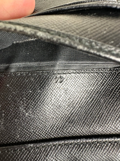 Vintage Prada Saffiano Leather Wallet Black Silver