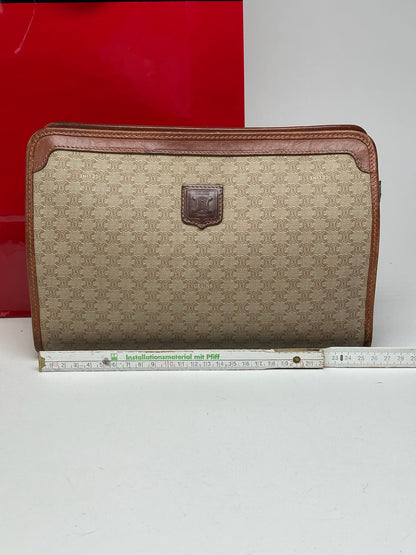 Pochette vintage en cuir noir Céline Paris