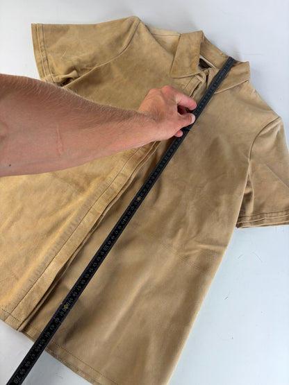 Vintage Loewe Suede Short Sleeve Shirt Beige S