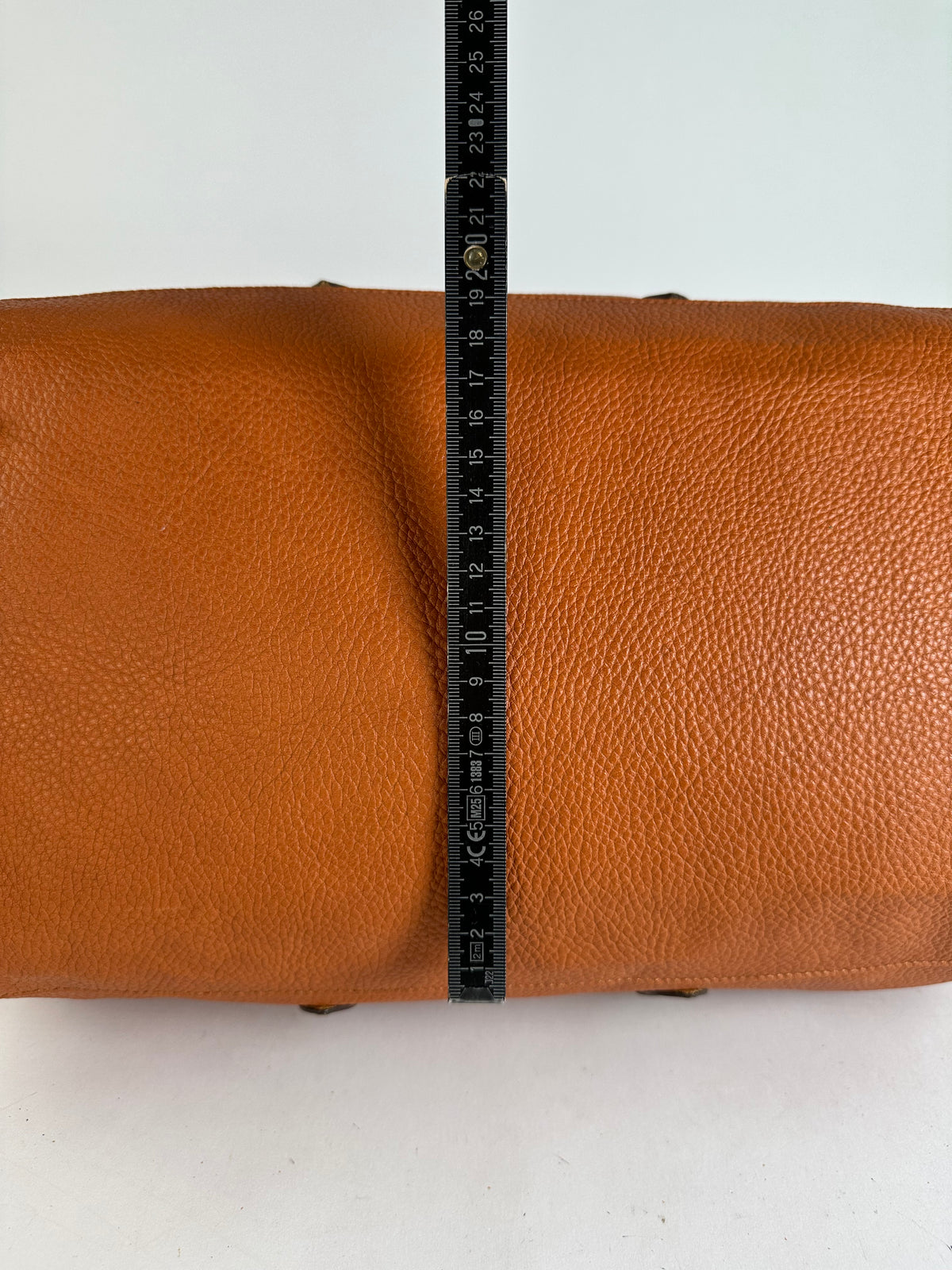 Vintage Courreges Pebbled Leather Duffle Bag Rust Tan