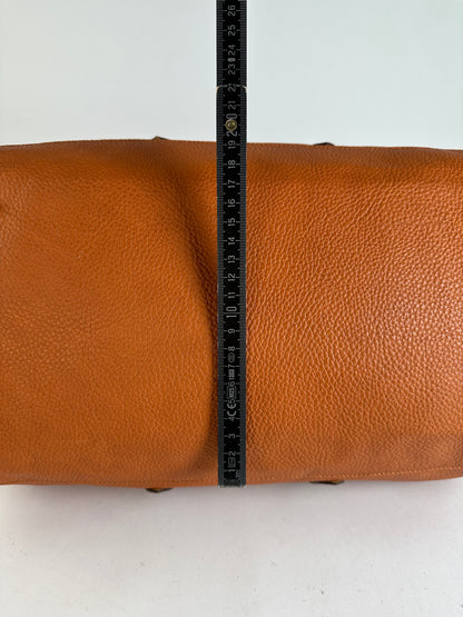 Vintage Courreges Pebbled Leather Duffle Bag Rust Tan
