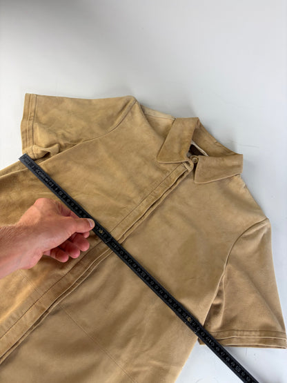 Vintage Loewe Suede Short Sleeve Shirt Beige S