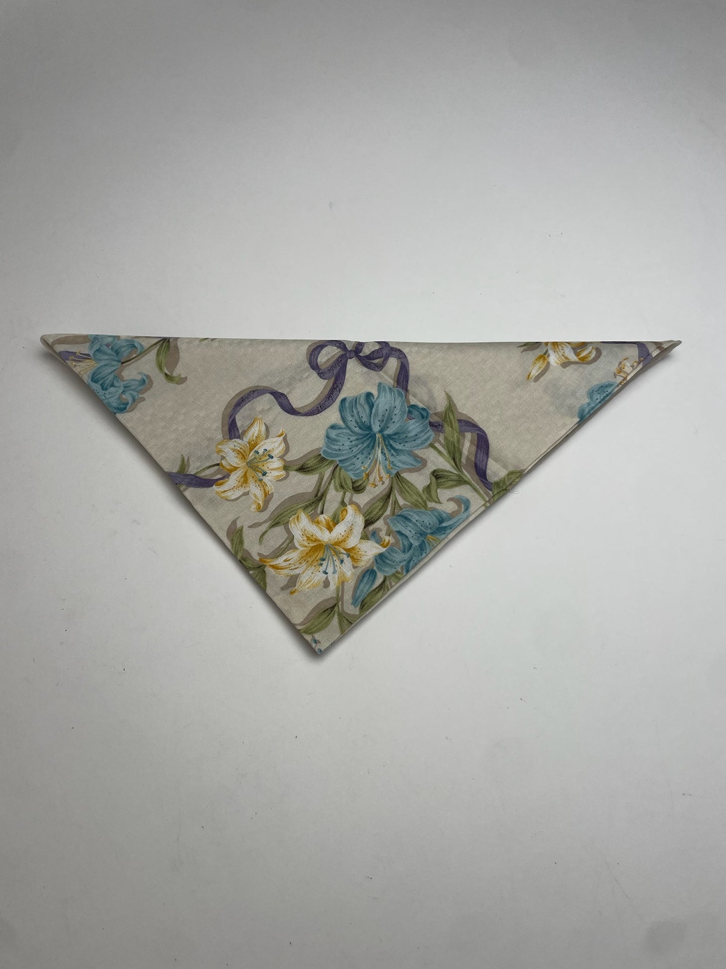 Vintage Burberry Floral Scarf Beige Yellow Blue
