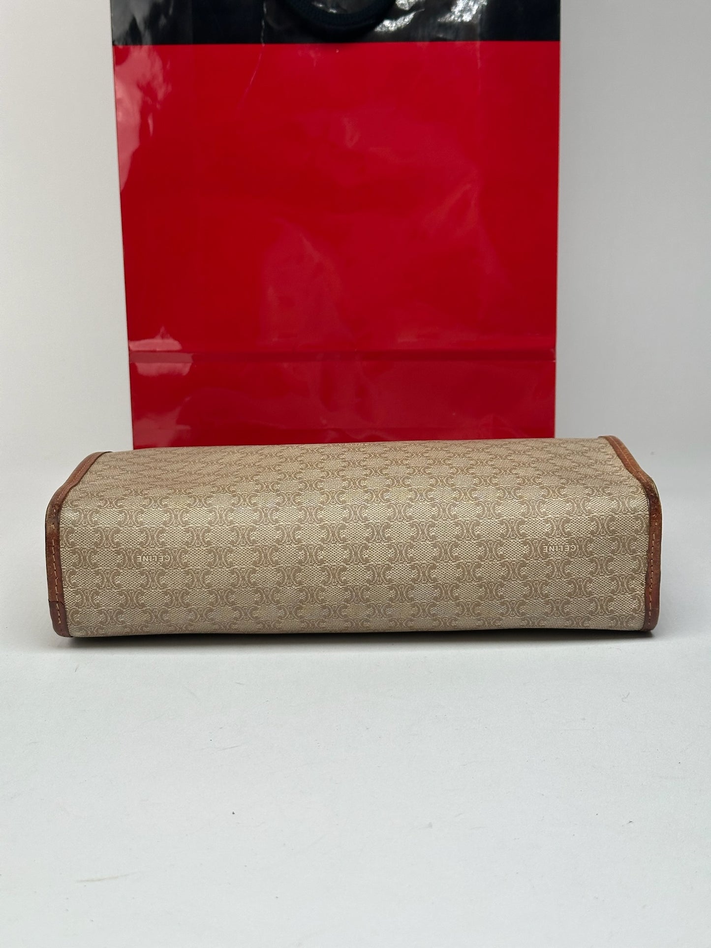 Pochette vintage en cuir noir Céline Paris