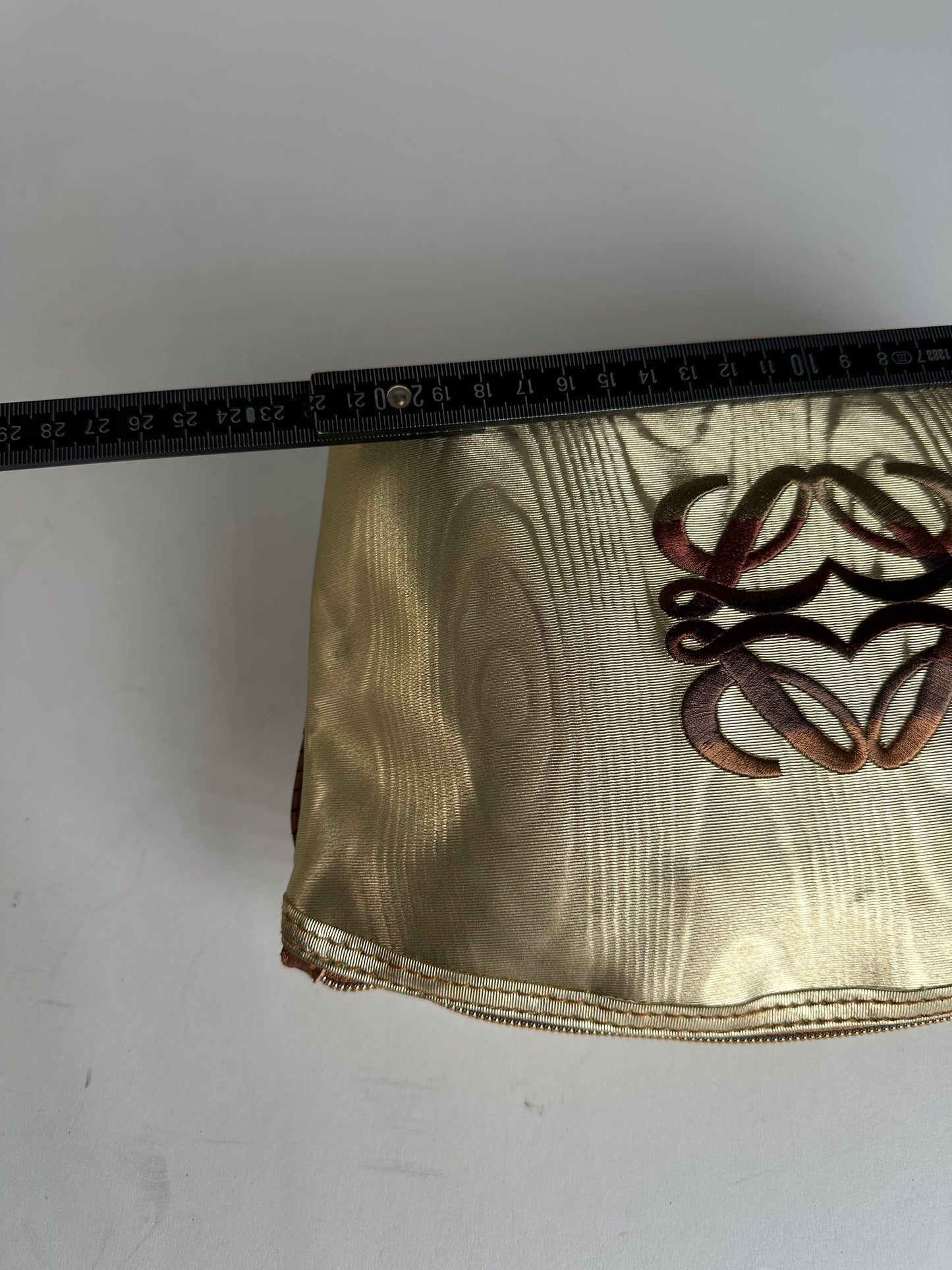 Vintage Loewe Madrid Leather Clutch Gold Brown