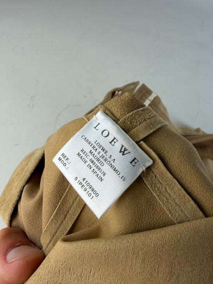 Vintage Loewe Suede Short Sleeve Shirt Beige S