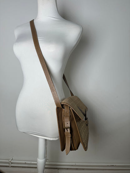 Vintage Fendi FF Monogram Leather Shoulder Bag Brown