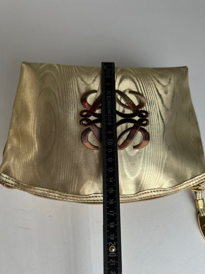 Vintage Loewe Madrid Leather Clutch Gold Brown