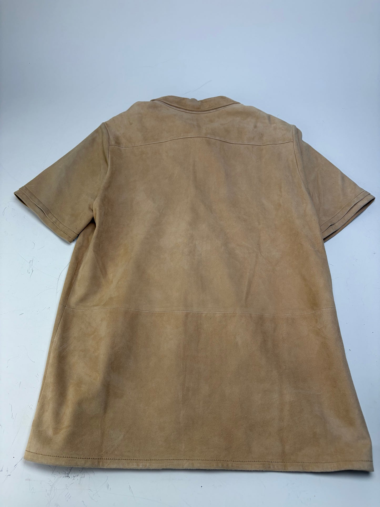Vintage Loewe Suede Short Sleeve Shirt Beige S
