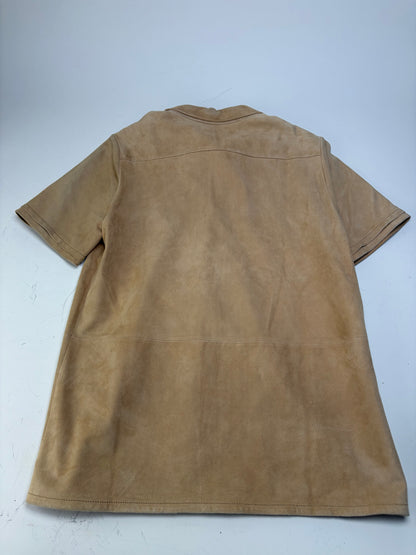 Vintage Loewe Suede Short Sleeve Shirt Beige S