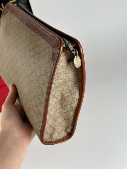 Pochette vintage en cuir noir Céline Paris