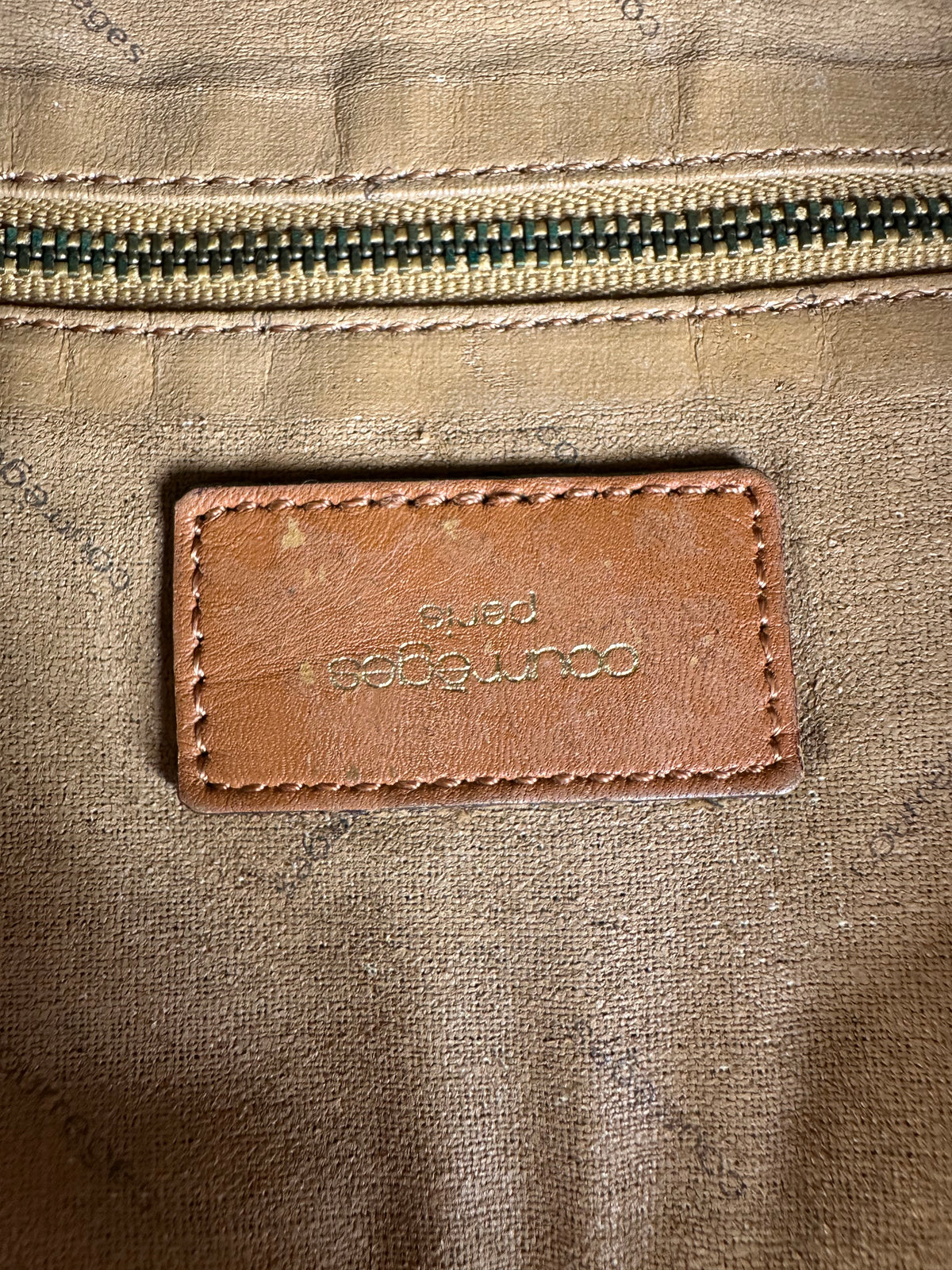 Vintage Courreges Pebbled Leather Duffle Bag Rust Tan