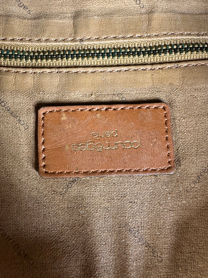 Vintage Courreges Pebbled Leather Duffle Bag Rust Tan