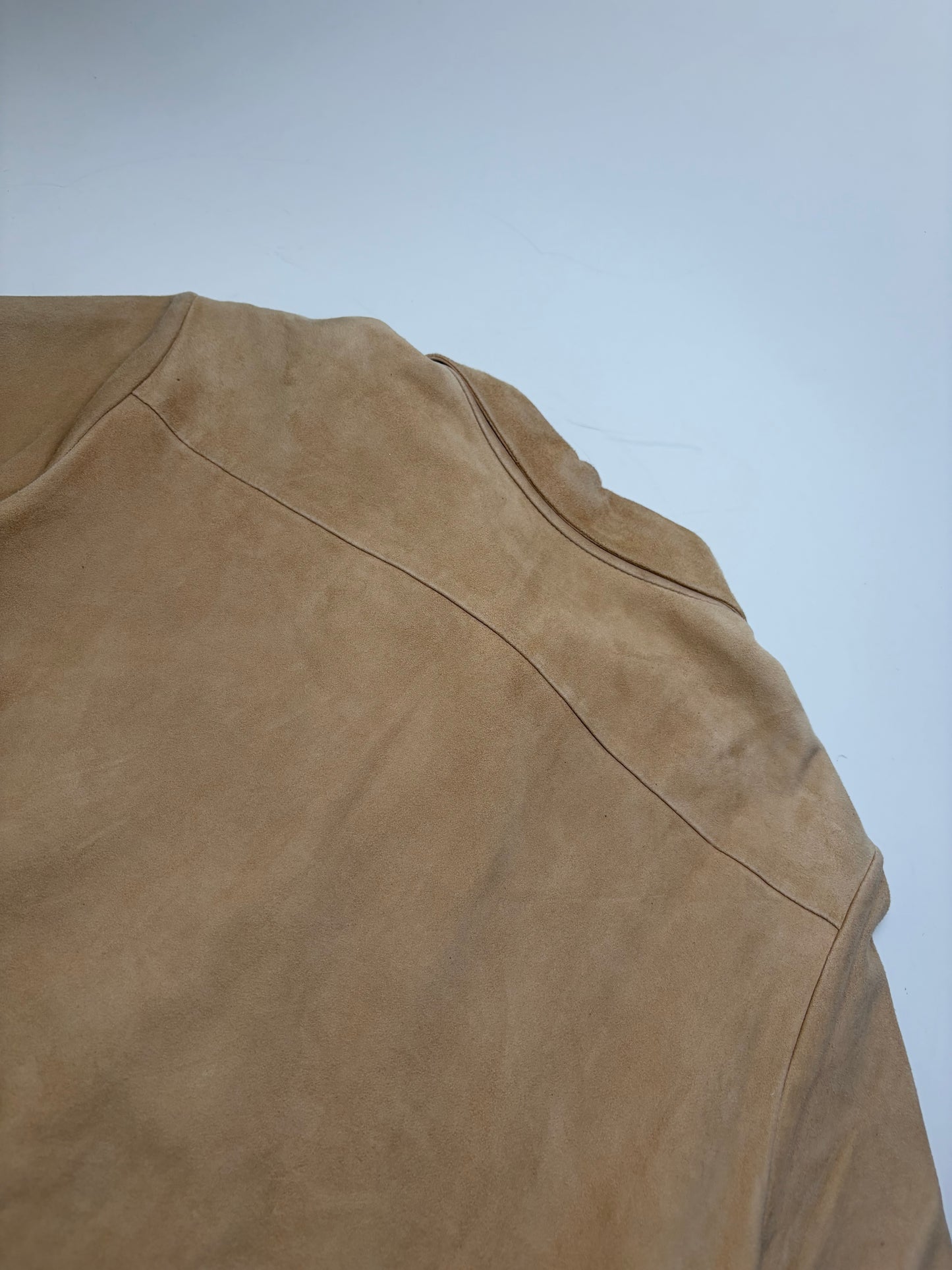 Vintage Loewe Suede Short Sleeve Shirt Beige S