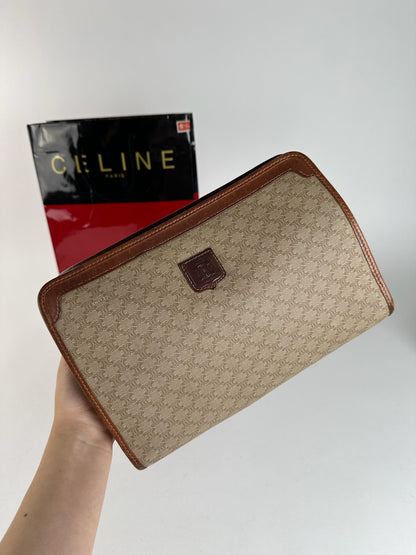 Pochette vintage en cuir noir Céline Paris