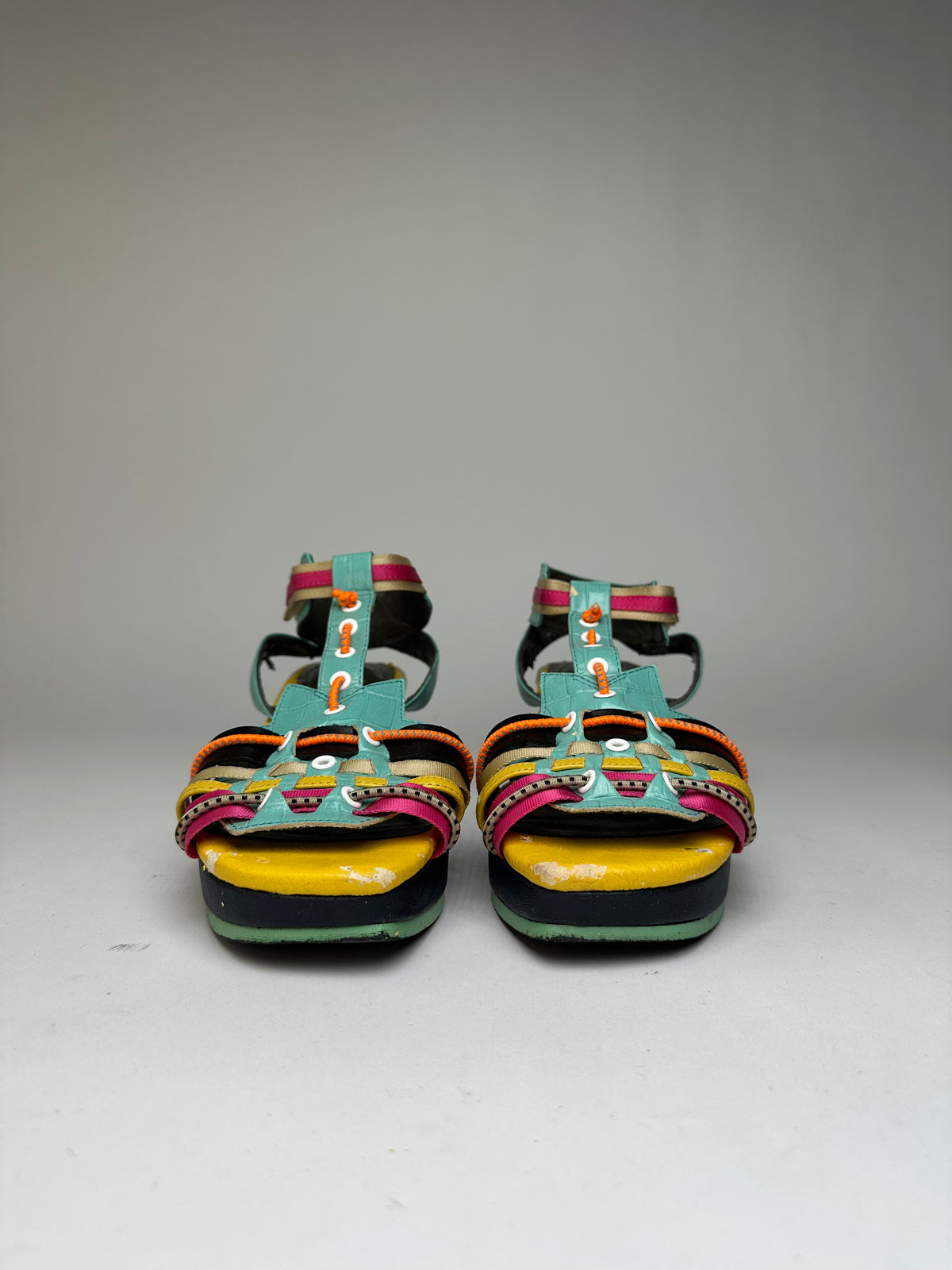 Vintage Issey Miyake Pleats Please Platform Wedge Sandal Early 2000s Multicolor EU36.5