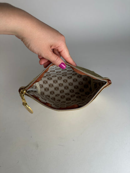 Vintage Loewe Madrid Leather Clutch Gold Brown