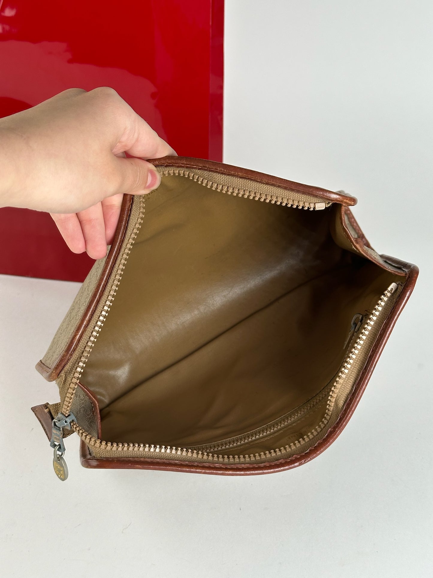 Pochette vintage en cuir noir Céline Paris