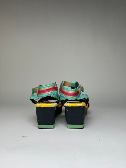 Vintage Issey Miyake Pleats Please Platform Wedge Sandal Early 2000s Multicolor EU36.5