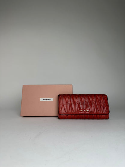Vintage Miu Miu Metallasse Leather Wallet Red