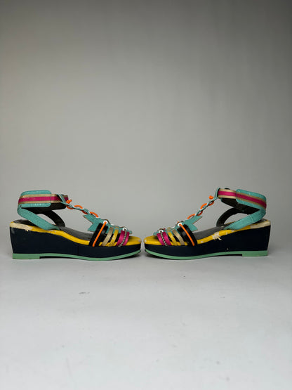 Vintage Issey Miyake Pleats Please Platform Wedge Sandal Early 2000s Multicolor EU36.5