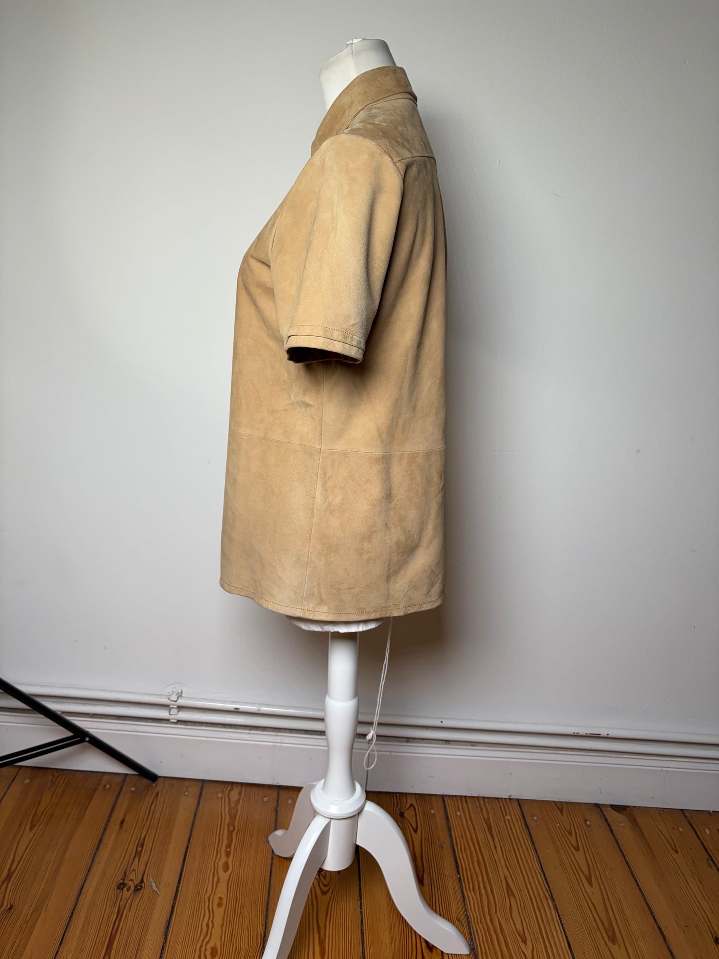 Vintage Loewe Suede Short Sleeve Shirt Beige S